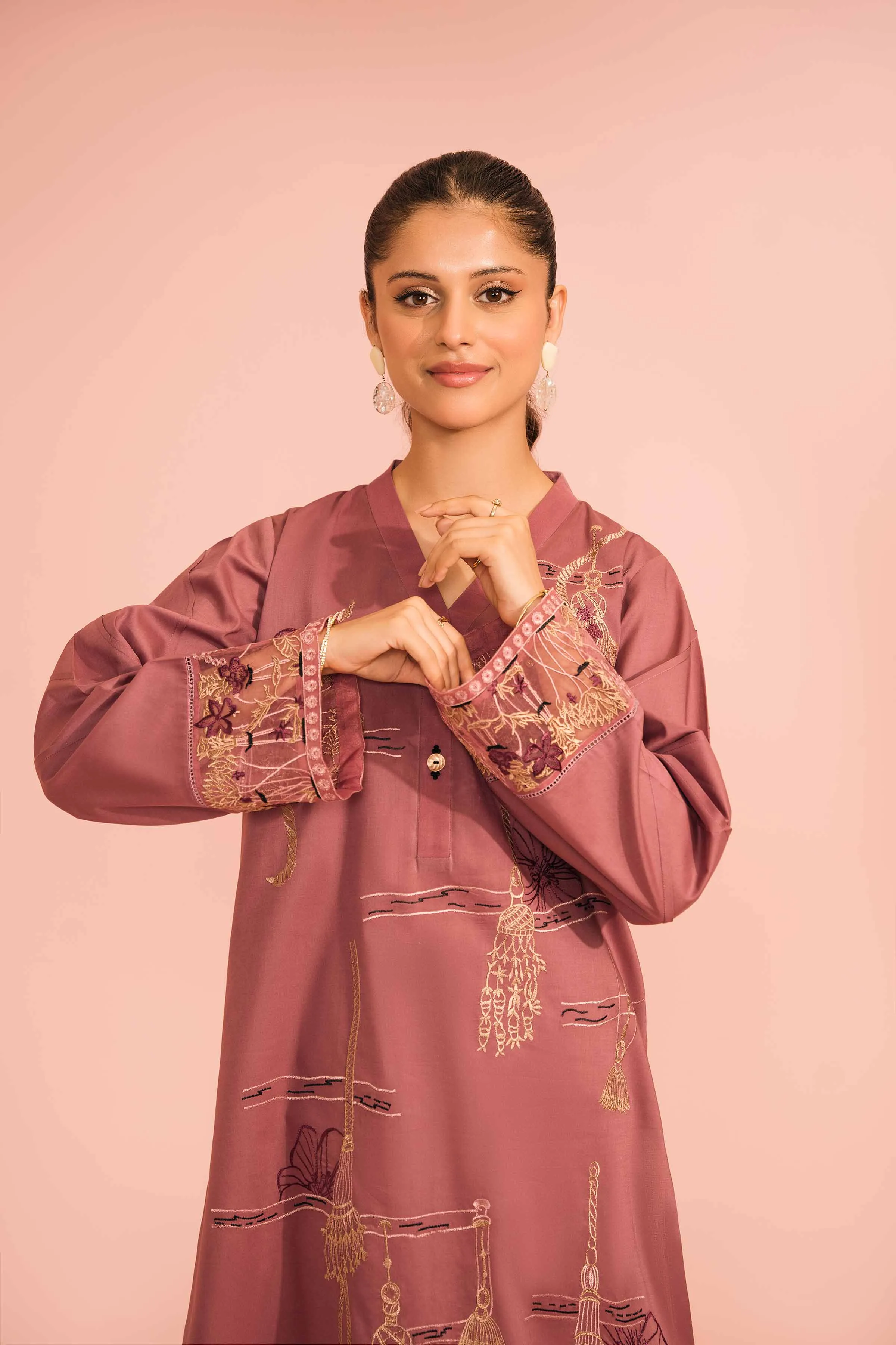 2 Piece - Dyed Embroidered Suit -  42301582