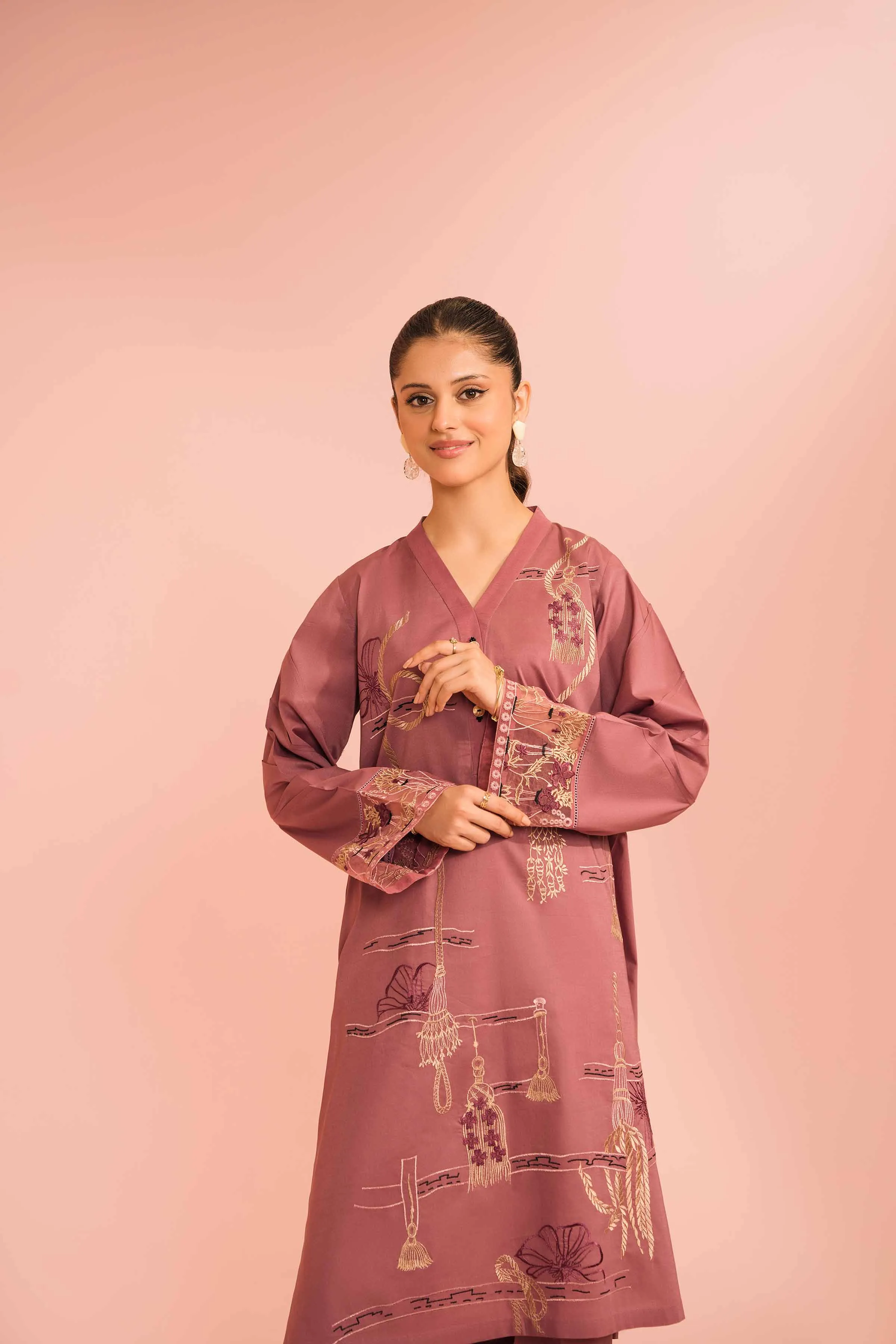 2 Piece - Dyed Embroidered Suit -  42301582