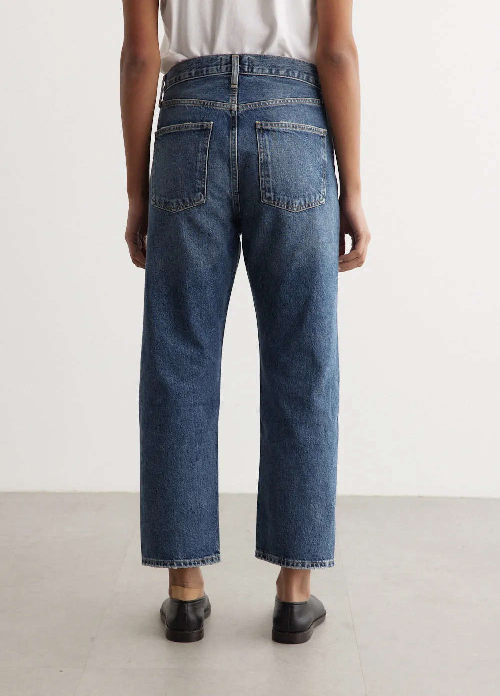 90's Crop Mid Rise Loose Straight Jeans