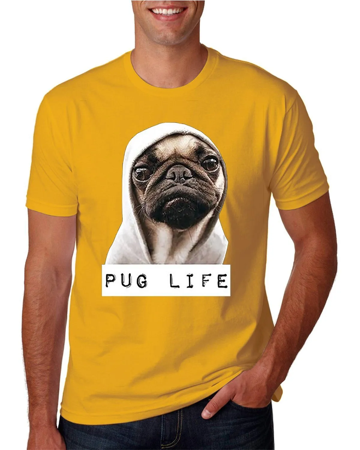 AFONiE Adult Unisex Pug Life Funny Thug Life T-Shirt