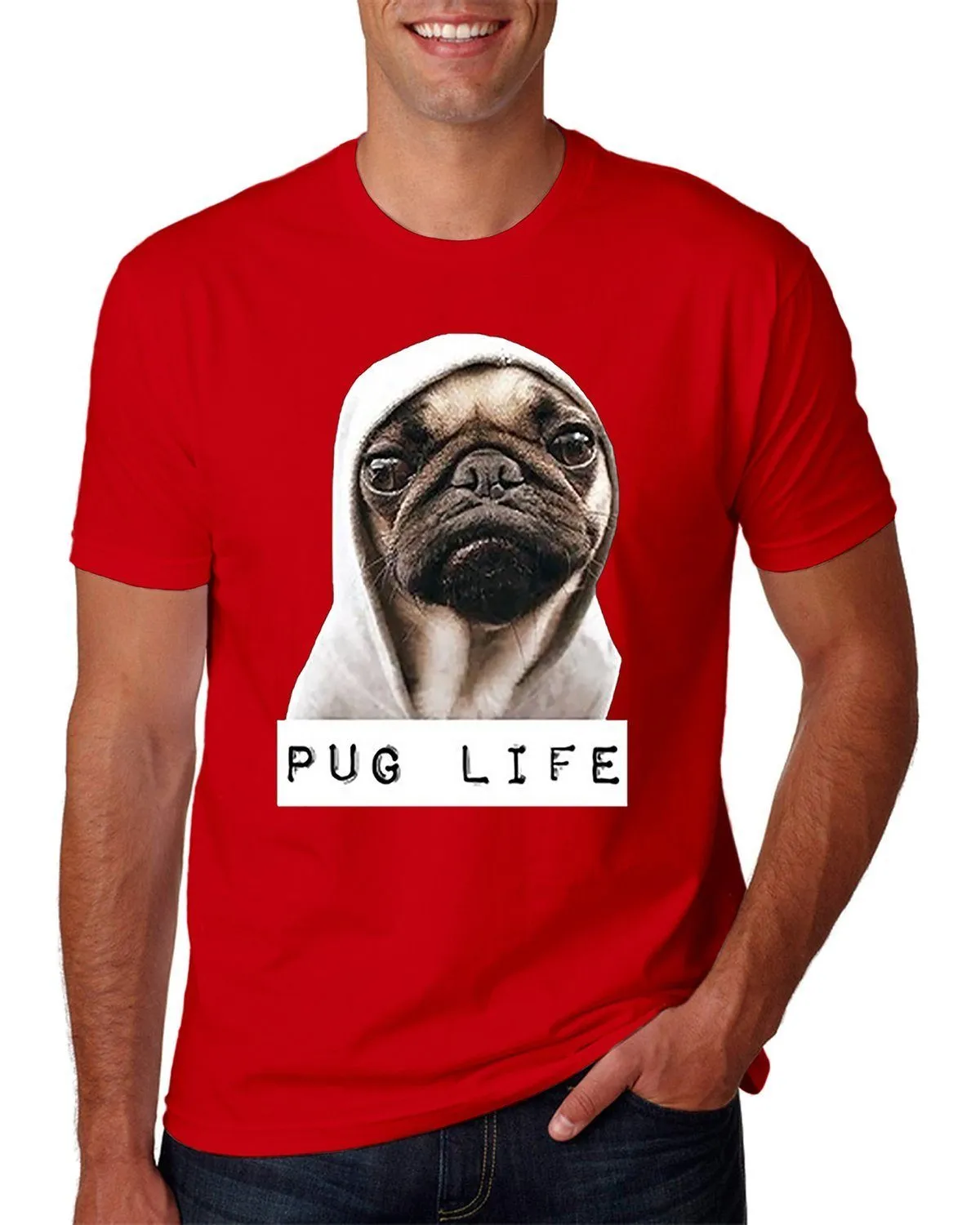 AFONiE Adult Unisex Pug Life Funny Thug Life T-Shirt