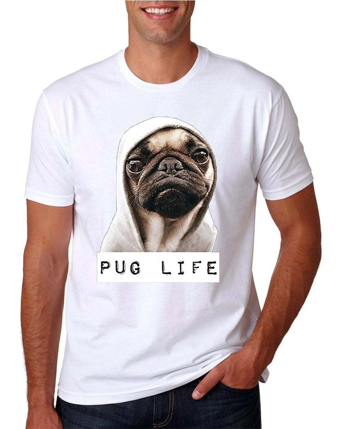 AFONiE Adult Unisex Pug Life Funny Thug Life T-Shirt