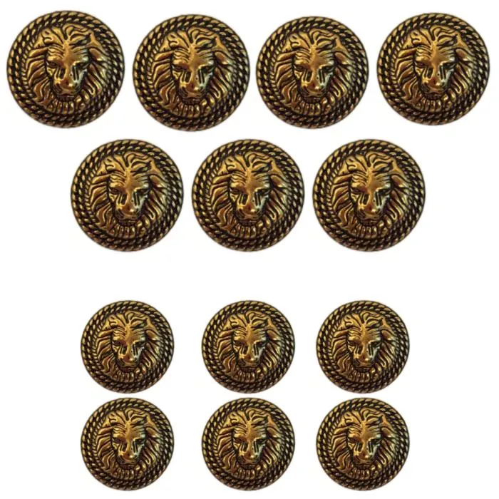 Antique Golden Lion Metal Coat Buttons