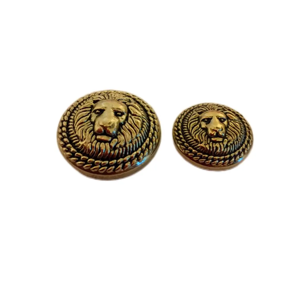 Antique Golden Lion Metal Coat Buttons