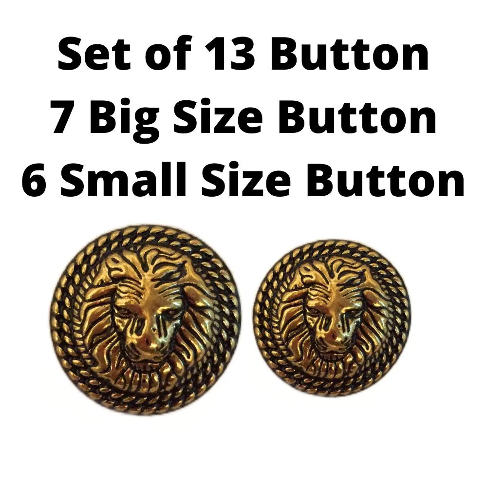 Antique Golden Lion Metal Coat Buttons