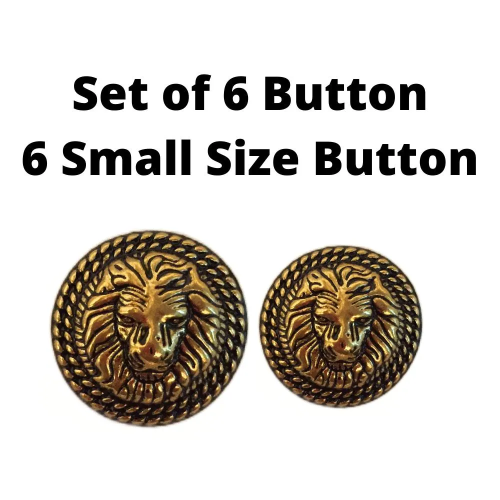 Antique Golden Lion Metal Coat Buttons