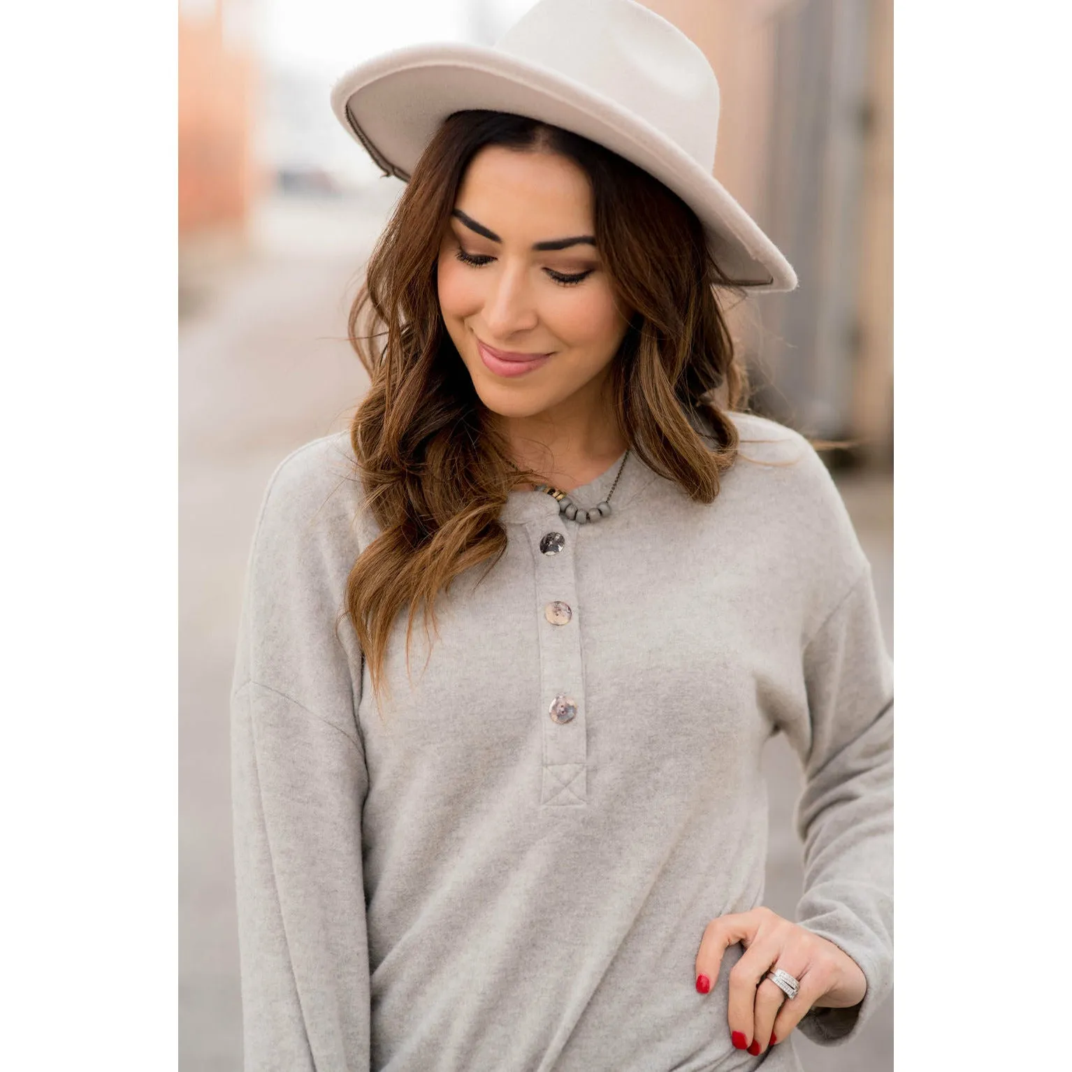 Button Down Long Sleeve Tee