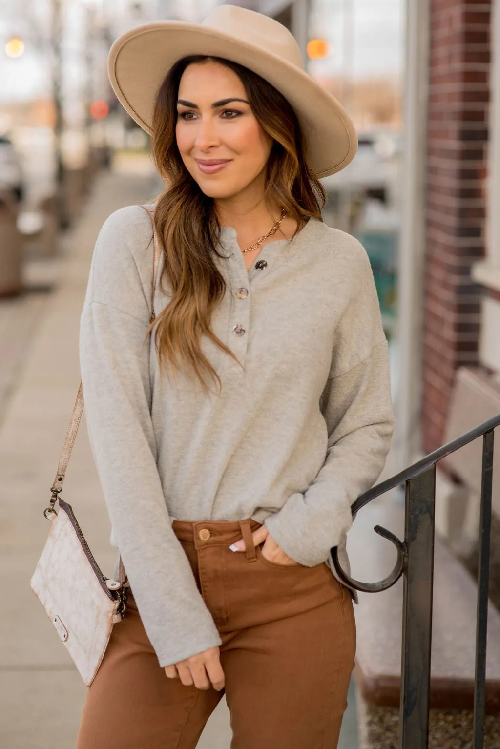 Button Down Long Sleeve Tee