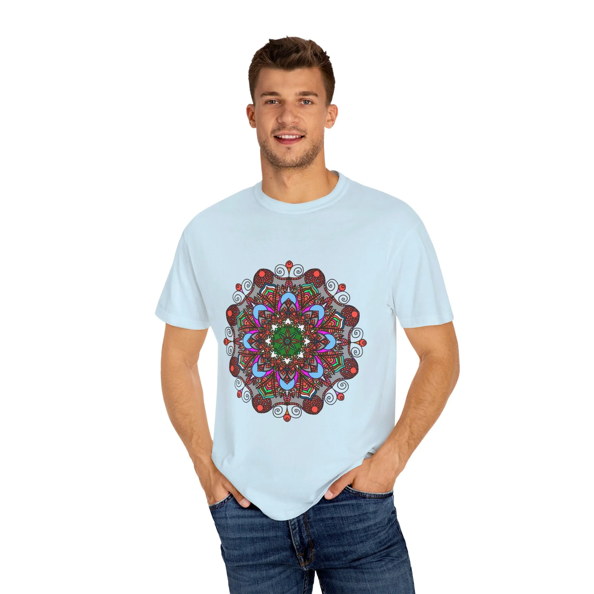 Handmade Mandala Design T-Shirt - 100% Ring-Spun Cotton