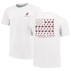 Image One Men's Florida State University Arrowhead Flag Design Short Sleeve T-shirt - White