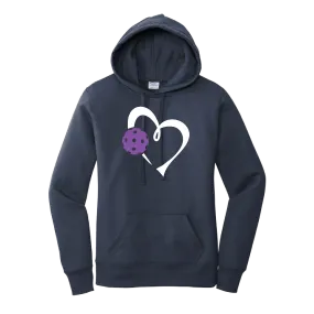 Love Pickleball Heart (Purple) | Women’s Fitted Hoodie Pickleball Sweatshirt | 50% Cotton 50% Poly Fleece