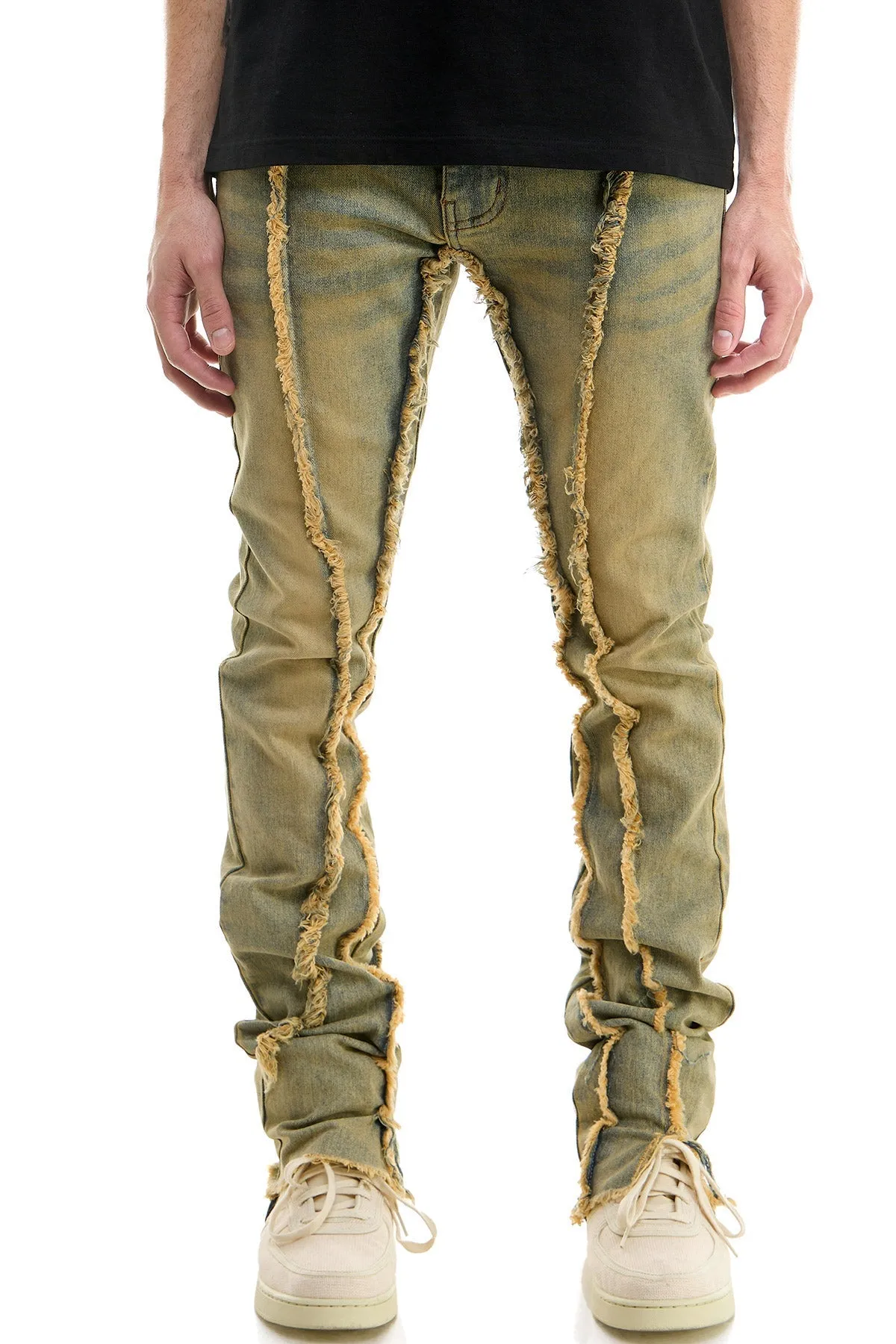 Men Stacked Jeans in Stretch Tinted Denim