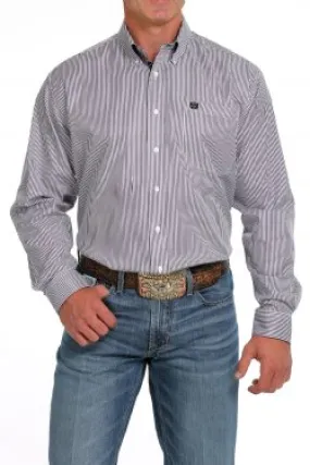 Men's Cinch STRIPE TENCEL™ BUTTON-DOWN WESTERN SHIRT - WHITE/PURPLE