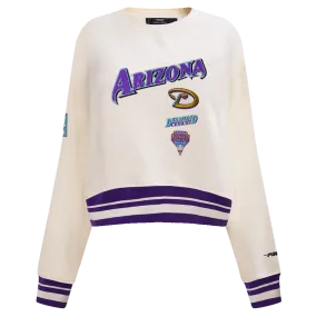 MLB ARIZONA DIAMONDBACKS RETRO CLASSIC WOMEN'S RIB CREWNECK (EGGSHELL/ PURPLE)