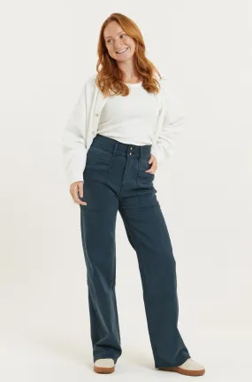 Navy Recycled Wood Twill Denim Dinah Super High Waist Women’s Trouser