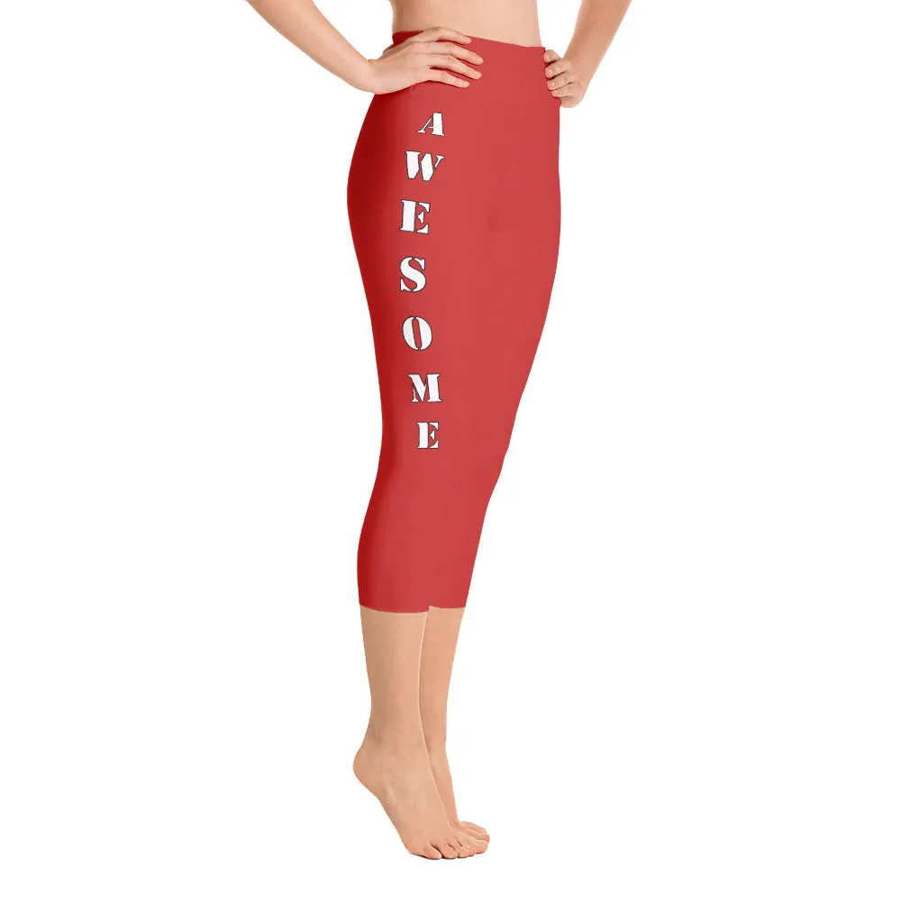 Our best viral leggings red awesome goddess white letters