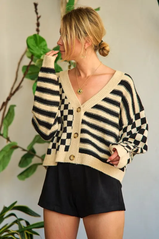 Pattern sweater cardigan