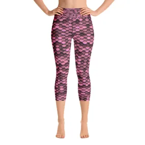 Pink Dragon Skin Yoga Capri Leggings