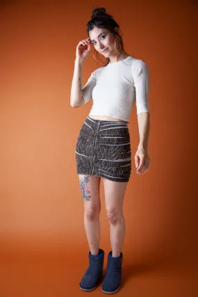 Ripped Mini Skirt with Tiger Print