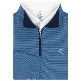 Riva Heather Stripe Performance Q-Zip | The Riva Heather Stripe - Highcountry Blue/Fleet Navy